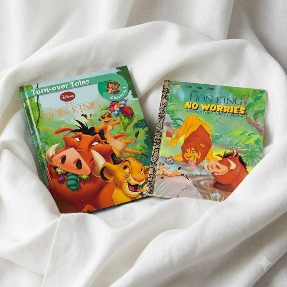 Disney Little Golden Book Lot Lion King Jungle Book Turn Over Tales Vintage 90s‎